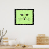 Schwarz Zeichnend Katzengesicht Intensiv Augen Pol Poster (Küche)