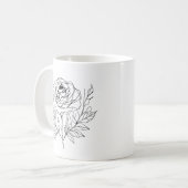 Schwarz zeichnend minimalistische Rose-One-Line-Ku Kaffeetasse (Vorderseite Links)
