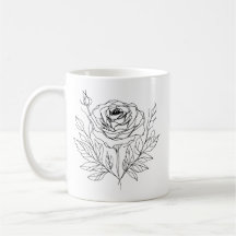 Schwarz zeichnend minimalistische Rose-One-Line-Ku