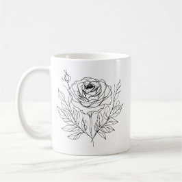 Schwarz zeichnend minimalistische Rose-One-Line-Ku Kaffeetasse