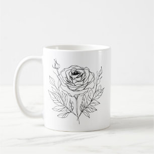 Schwarz zeichnend minimalistische Rose-One-Line-Ku Kaffeetasse