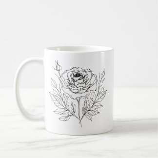 Schwarz zeichnend minimalistische Rose-One-Line-Ku Kaffeetasse