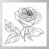 Schwarz zeichnend minimalistische Rose-One-Line-Ku Poster (Vorne)