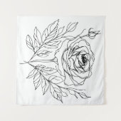 Schwarz zeichnend minimalistische Rose-One-Line-Ku Wandteppich (Vorderseite (Horizontal))