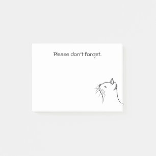 Schwarz zeichnend niedliche Katze, die nach den No Post-it Klebezettel