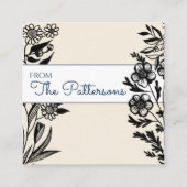 Schwarz zeichnend Weiß und Beige Quadratische Visitenkarte (Rückseite)