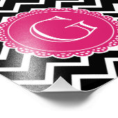 Schwarz-Zickzack-Hot-Pink-Monogramm Fotodruck (Ecke)