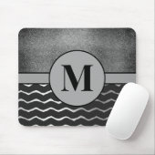 Schwarz-Zickzack-Silver-Glitzer-Monogramm Mousepad (Mit Mouse)