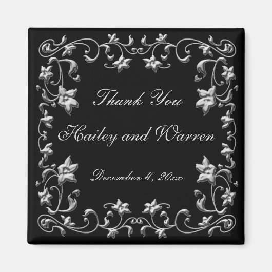 Schwarz-Zinn-Gastgeschenk Hochzeit Magnet (Vorne)