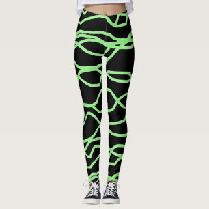 Schwarz-Zitronen-Grün, scharf Abstrakte Leggings