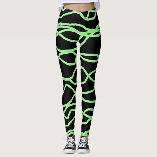 Schwarz-Zitronen-Grün, scharf Abstrakte Leggings (Vorderseite)
