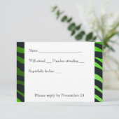 Schwarz-Zitronengrün Zebra Streifen uAwg mit Umsch RSVP Karte (Stehend Vorderseite)