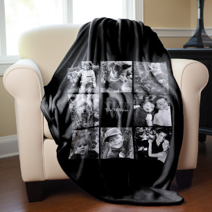 Schwarz-Zoll-FotoCollage Fleecedecke