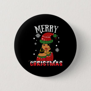 Schwarzafrikanischer Amerikaner frohe Weihnachten  Button