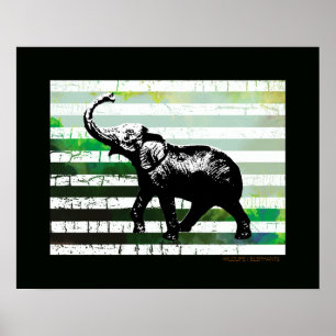 Schwarzafrikanischer Elefant und Streifen Poster