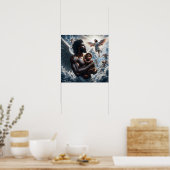 Schwarzafrikanischer Engel-Mann mit Baby Poster (Küche)