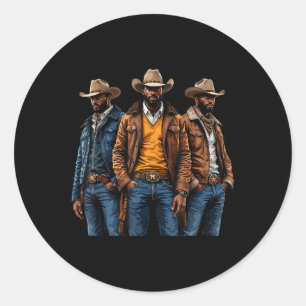 Schwarzafrikanischer Western Cowboy Rodeo Melani Runder Aufkleber