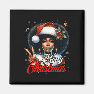 Schwarzafrikanisches Weihnachtsmädchen Melanin San Magnet