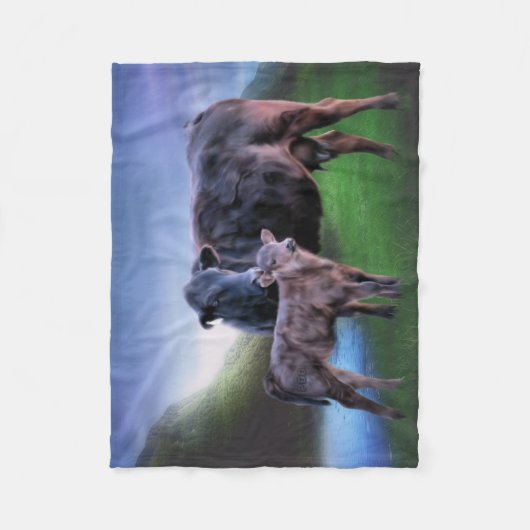 Schwarzangus-Kuh und Kalb Fleecedecke (Vorderseite)