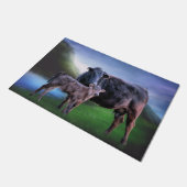 Schwarzangus-Kuh und Kalb Fußmatte (Schrägansicht)