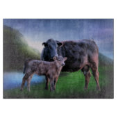 Schwarzangus-Kuh und Kalb Schneidebrett (Vorderseite)