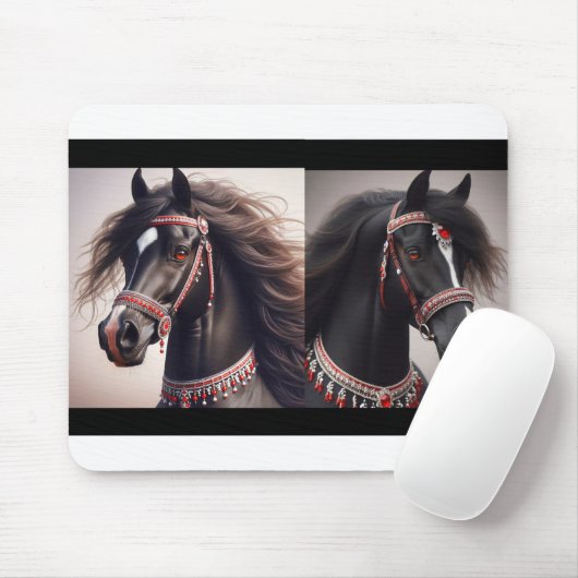 Schwarzarabische Pferde Mousepad (Mit Mouse)