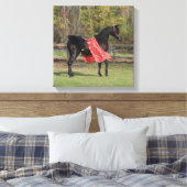 Schwarzarabischer Hengst in Seide Leinwanddruck (Insitu (Schlafzimmer))