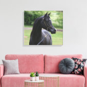 Schwarzarabischer Hengst Leinwanddruck (Insitu (Wohnzimmer))