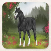 Schwarzarabisches Pferd drucken Rechteckiger Pappuntersetzer (Vorderseite)