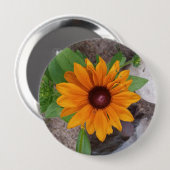 Schwarzäugige Susanne Gelbe Blume Foto Button (Vorne & Hinten)