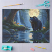 Schwarzbär am Bach im Mondlicht Seidenpapier (Basteln)