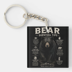 Schwarzbär-Bären-Überlebenstipps Vintage-Outdoor  Schlüsselanhänger