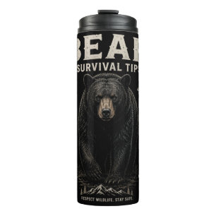 Schwarzbär-Bären-Überlebenstipps Vintage-Outdoor Thermosbecher