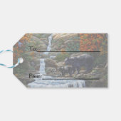 Schwarzbär Mutter und Cube Wasserfall Geschenkanhänger (Rückseite Horizontal)