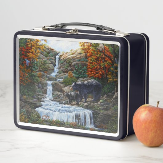 Schwarzbär Mutter und Cube Wasserfall Metall Brotdose (Beispiel)