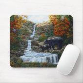 Schwarzbär Mutter und Cube Wasserfall Mousepad (Mit Mouse)