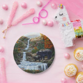 Schwarzbär Mutter und Cube Wasserfall Pappteller (Party)