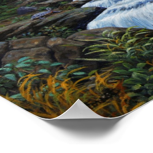 Schwarzbär Mutter und Cube Wasserfall Poster (Ecke)