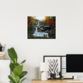 Schwarzbär Mutter und Cube Wasserfall Poster (Heimbüro)
