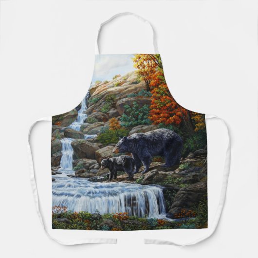 Schwarzbär Mutter und Cube Wasserfall Schürze (Vorderseite)