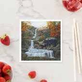 Schwarzbär Mutter und Cube Wasserfall Serviette (Beispiel)