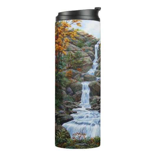 Schwarzbär Mutter und Cube Wasserfall Thermosbecher (Nach links gedreht)