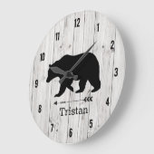 Schwarzbär Rustikale Lodge Farmhouse Große Wanduhr (Winkel)