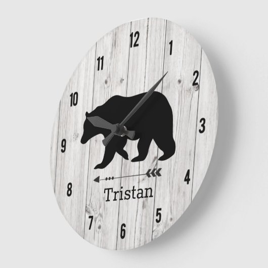 Schwarzbär Rustikale Lodge Farmhouse Große Wanduhr (Winkel)