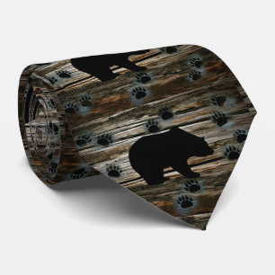 Schwarzbär Schwarzbär Pfoten Rustikales Holz Krawatte