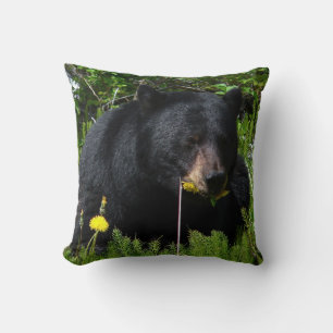 Schwarzbär Tier Wald Wasser Blumen Löwenzahn Kissen
