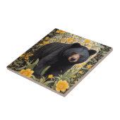 Schwarzbär und gelbe Butterbecher-Blume Fliese (Seite)