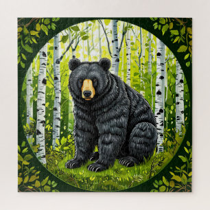 Schwarzbär-Waldszene-Geschenk für Wildtierliebhabe Puzzle