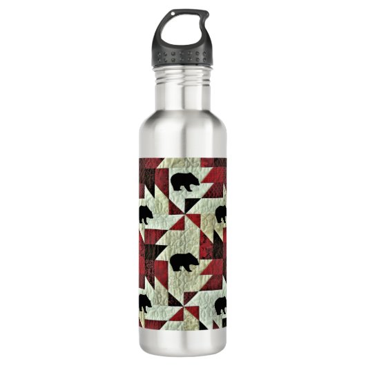 Schwarzbärenquilt Edelstahlflasche (Vorderseite)
