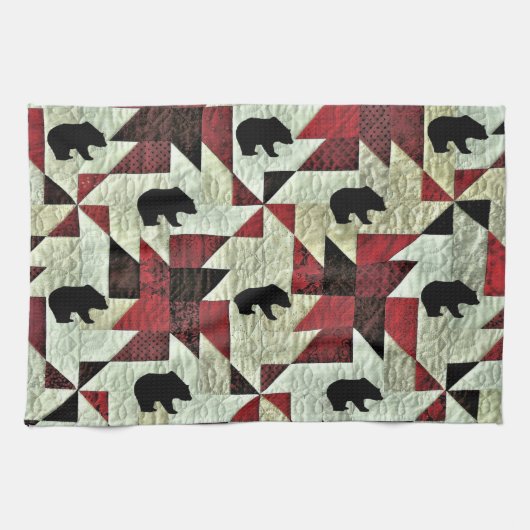 Schwarzbärenquilt Geschirrtuch (Horizontal)